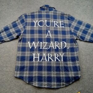 Harry Potter Cakeworthy Shirt Mens 2XL Blue Plaid Flannel Youre A Wizard Harry